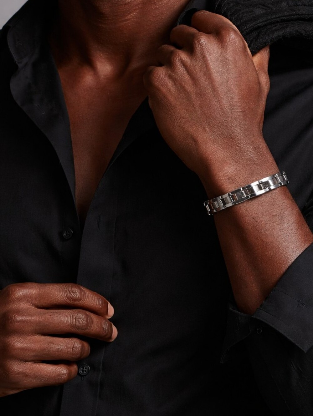 Vintage 925 Sterling Silver Link Bracelet – Industrial Modern Style – Unisex Sta